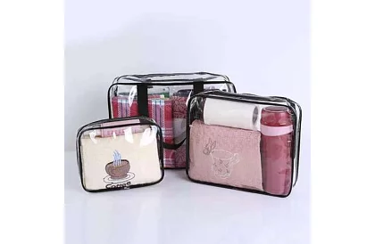 Pungi cosmetice transparente – set de 3 bucăți