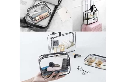 Pungi cosmetice transparente – set de 3 bucăți