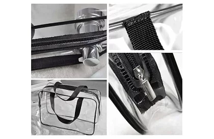 Pungi cosmetice transparente – set de 3 bucăți