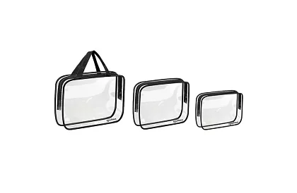 Pungi cosmetice transparente – set de 3 bucăți
