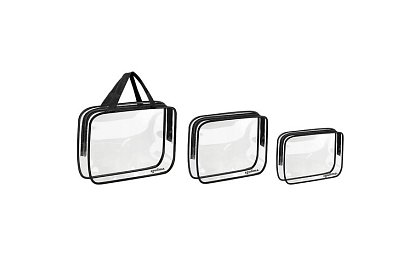 Pungi cosmetice transparente – set de 3 bucăți