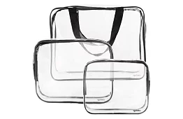 Pungi cosmetice transparente – set de 3 bucăți