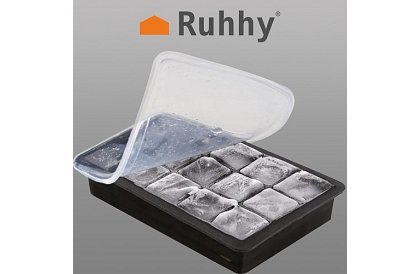 Formă din silicon pentru gheață cu capac – congelator pentru 15 cuburi de gheață