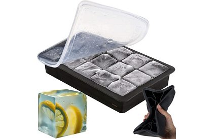 Formă din silicon pentru gheață cu capac – congelator pentru 15 cuburi de gheață