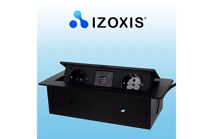 Priza integrată cu priză retractabilă 2x 220V + 2x USB – negru