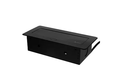 Priza integrată cu priză retractabilă 2x 220V + 2x USB – negru