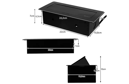 Priza integrată cu priză retractabilă 2x 220V + 2x USB – negru