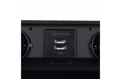 Priza integrată cu priză retractabilă 2x 220V + 2x USB – negru