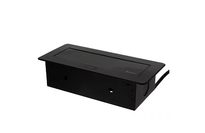 Priza de perete retractabilă 3× 220 V – neagră