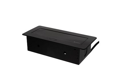 Priza de perete retractabilă 3× 220 V – neagră