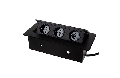 Priza de perete retractabilă 3× 220 V – neagră