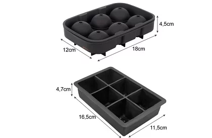 2 forme de silicon pentru gheață - bile și cuburi XXL