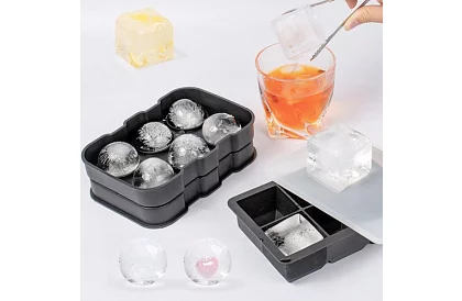 2 forme de silicon pentru gheață - bile și cuburi XXL