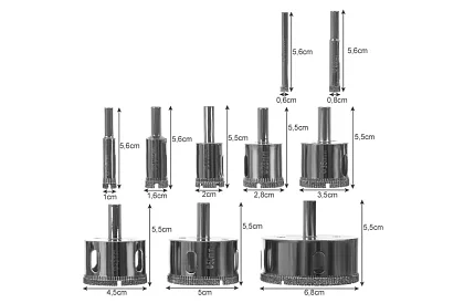 Burghie diamantate - set de 10 dimensiuni