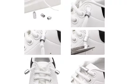 Șireturi elastice pentru pantofi - fără legare - albe