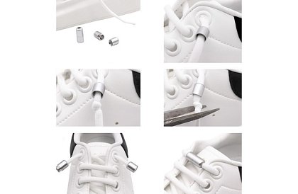 Șireturi elastice pentru pantofi - fără legare - albe