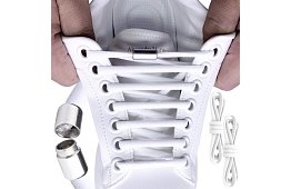 Șireturi elastice pentru pantofi - fără legare - albe