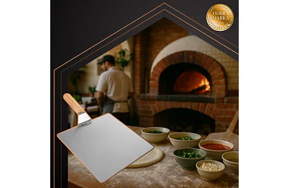 Lopată din oțel inoxidabil pentru pizza cu mâner din lemn