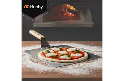 Lopată din oțel inoxidabil pentru pizza cu mâner din lemn