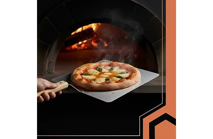 Lopată din oțel inoxidabil pentru pizza cu mâner din lemn