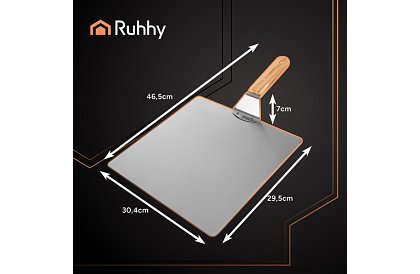 Lopată din oțel inoxidabil pentru pizza cu mâner din lemn