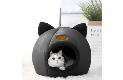 Pătuț din pluș cu urechi - colibă