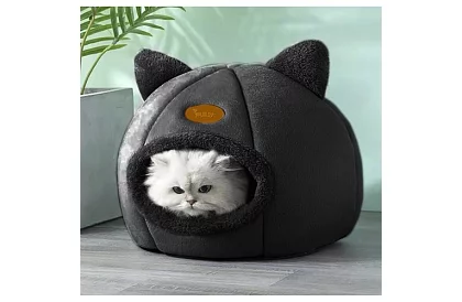 Pătuț din pluș cu urechi - colibă