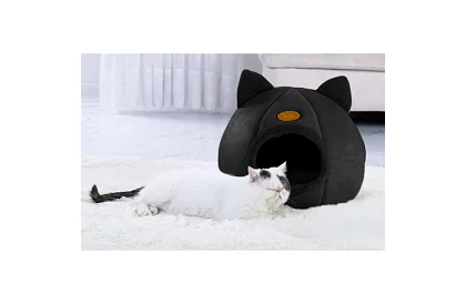 Pătuț din pluș cu urechi - colibă