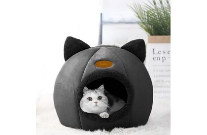 Pătuț din pluș cu urechi - colibă