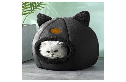 Pătuț din pluș cu urechi - colibă