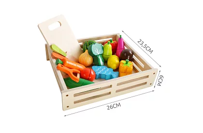 Jucărie din lemn – tăierea legumelor cu accesorii - 34 de piese