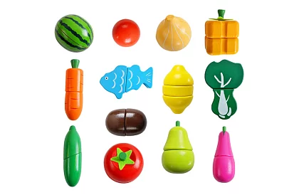 Jucărie din lemn – tăierea legumelor cu accesorii - 34 de piese