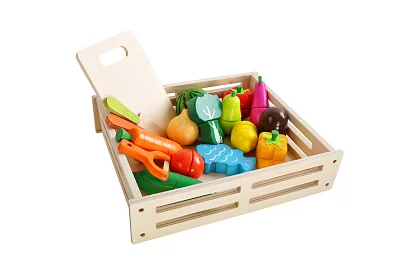 Jucărie din lemn – tăierea legumelor cu accesorii - 34 de piese