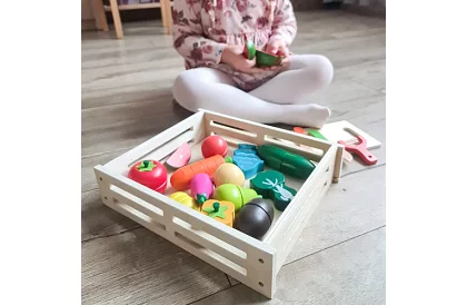 Jucărie din lemn – tăierea legumelor cu accesorii - 34 de piese