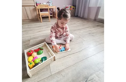 Jucărie din lemn – tăierea legumelor cu accesorii - 34 de piese