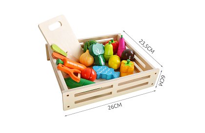 Jucărie din lemn – tăierea legumelor cu accesorii - 34 de piese