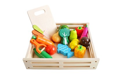 Jucărie din lemn – tăierea legumelor cu accesorii - 34 de piese