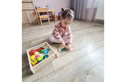 Jucărie din lemn – tăierea legumelor cu accesorii - 34 de piese