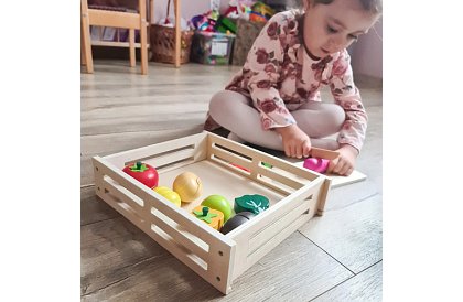 Jucărie din lemn – tăierea legumelor cu accesorii - 34 de piese