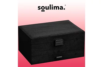 Cutie elegantă din piele întoarsă - neagră