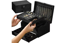 Cutie elegantă din piele întoarsă - neagră