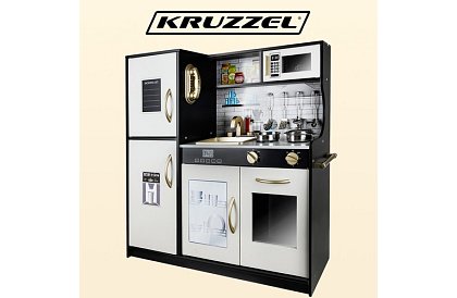 Bucătărie din lemn pentru copii XL cu accesorii – neagră