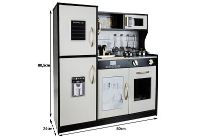 Bucătărie din lemn pentru copii XL cu accesorii – neagră