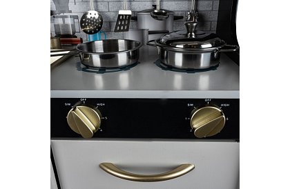 Bucătărie din lemn pentru copii XL cu accesorii – neagră