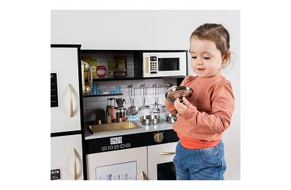 Bucătărie din lemn pentru copii XL cu accesorii – neagră