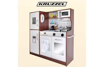 Bucătărie de lemn pentru copii XL cu accesorii - maro