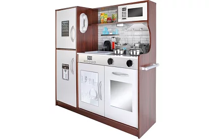 Bucătărie de lemn pentru copii XL cu accesorii - maro