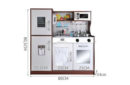 Bucătărie de lemn pentru copii XL cu accesorii - maro