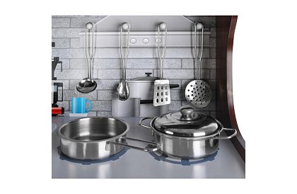 Bucătărie de lemn pentru copii XL cu accesorii - maro