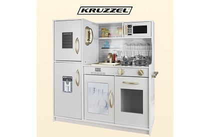 Bucătărie din lemn pentru copii XL cu accesorii – albă